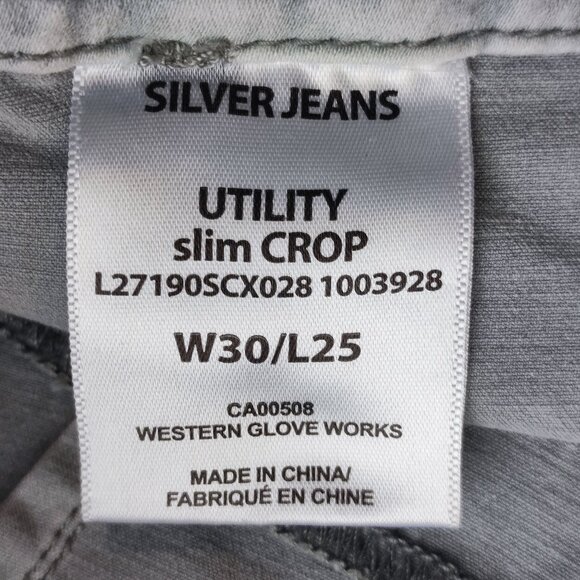Silver Jeans utility cargo pants slim crop light grey men's size W30/L25 - Picture 6 of 16